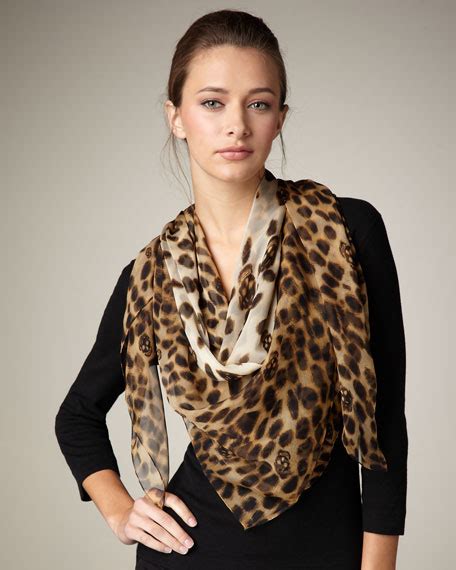 alexander mcqueen leopard print scarf